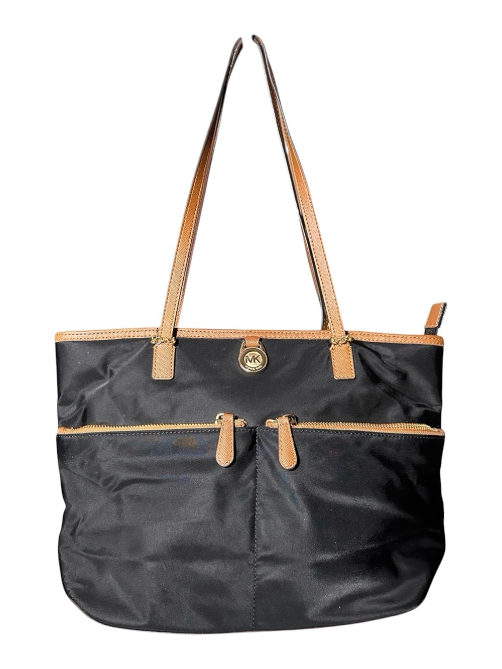 Michael Kors Black Tote with Tan Leather Accents